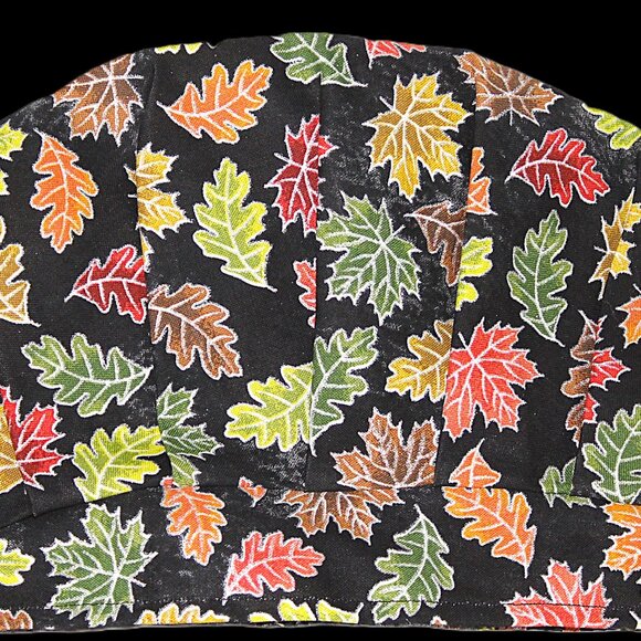 Womens Autumn Leaves Sparkle Bouffant Scrub Cap, Handmade NWOT - Picture 4 of 8